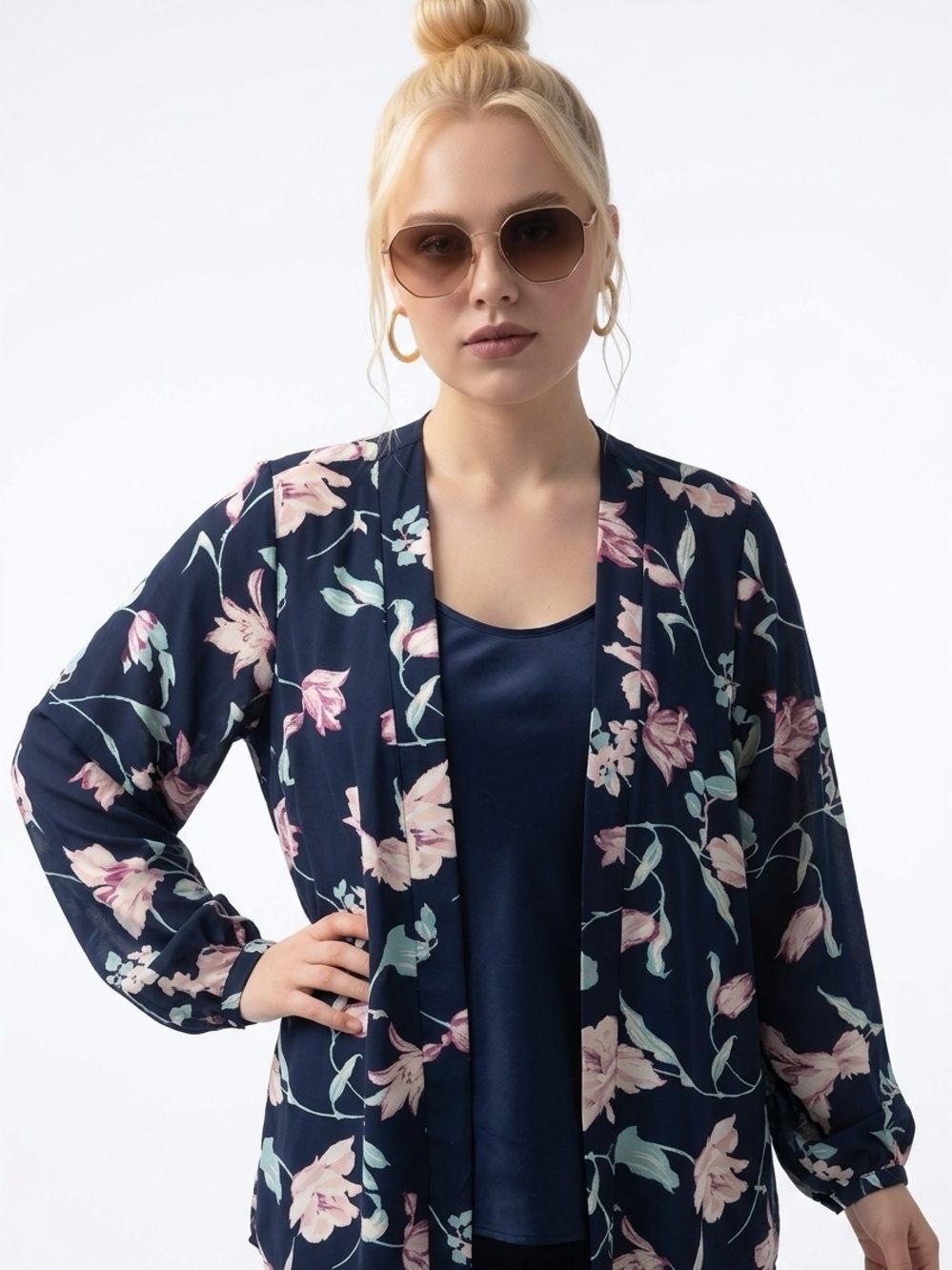 FEVER | Blue Garden Kimono Style Blazer Floral L